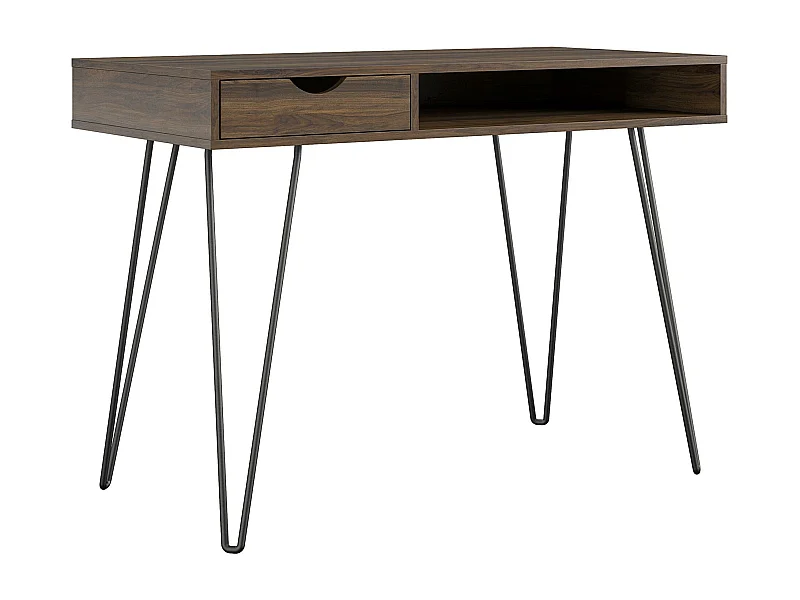 Schreibtisch mit 1 Schublade aus HDF, Walnuss