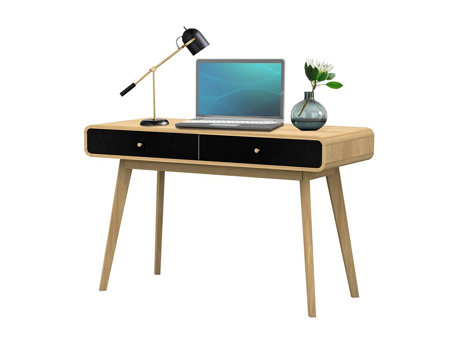 Escritorio con 2 puertas en tablero aglomerado roble y negro