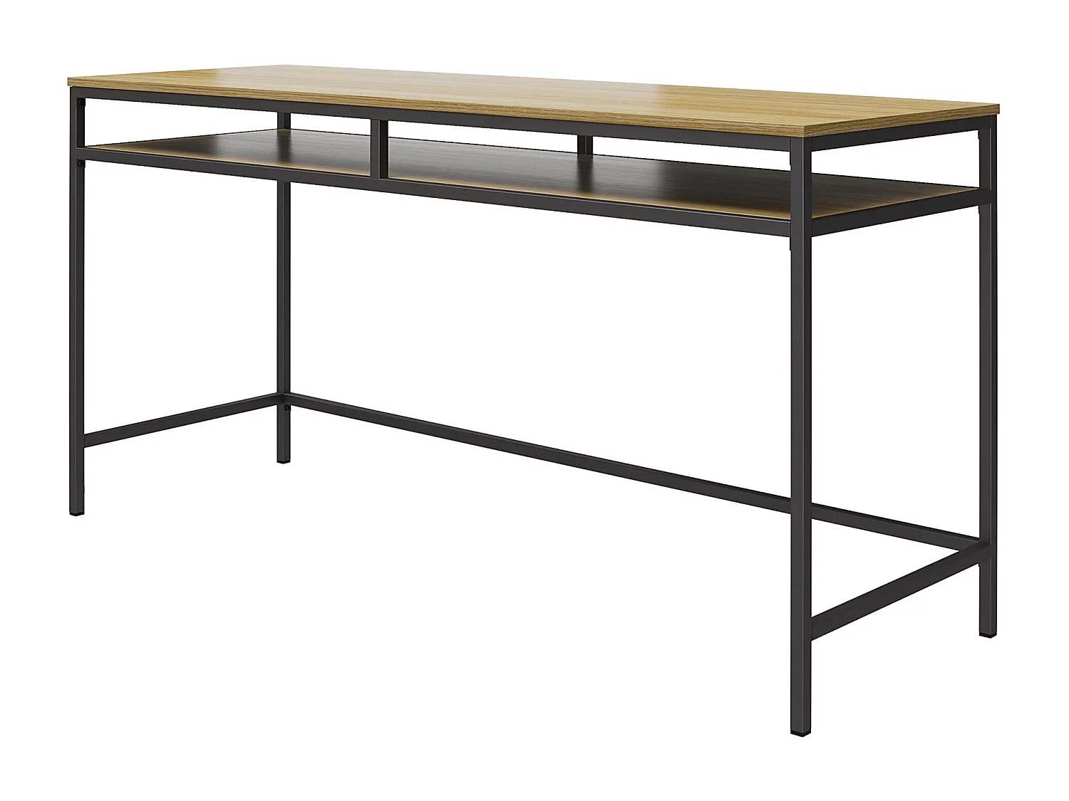 Mesa de ordenador en aglomerado de roble y estructura de metal