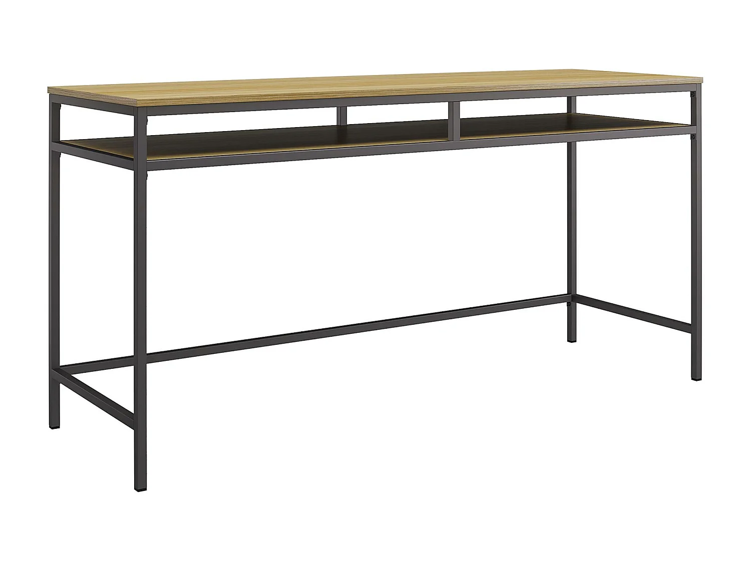 Mesa de ordenador en aglomerado de roble y estructura de metal