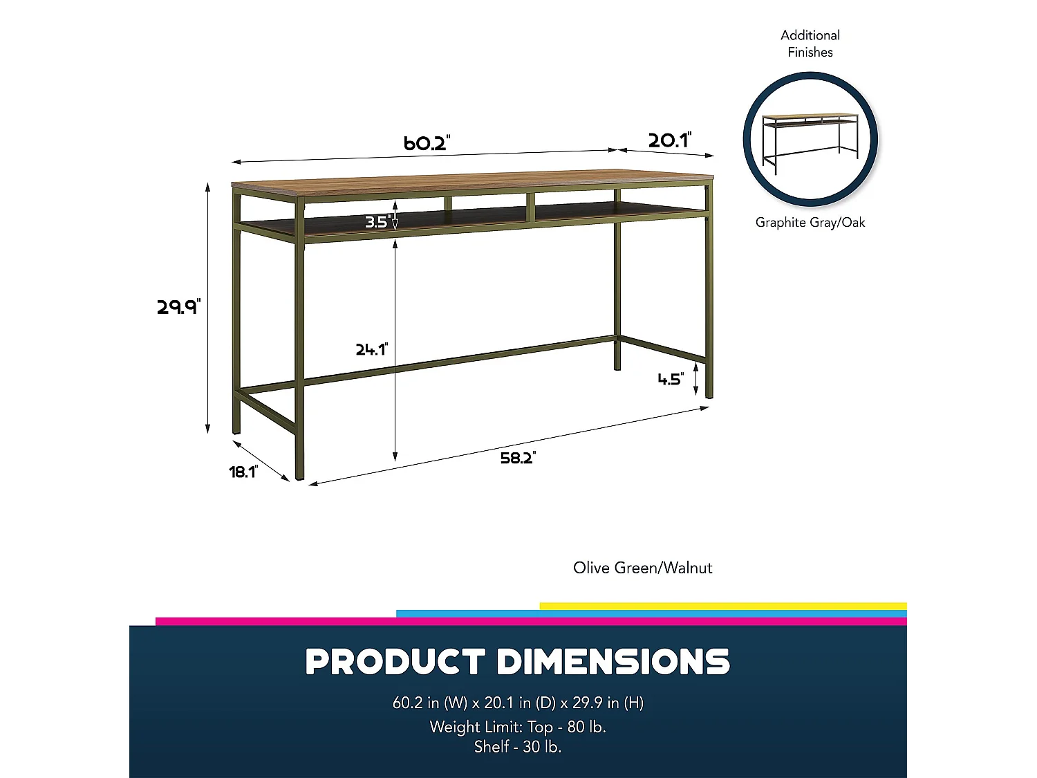 Bradford | Bureau en effet chêne avec cadre en métal gris