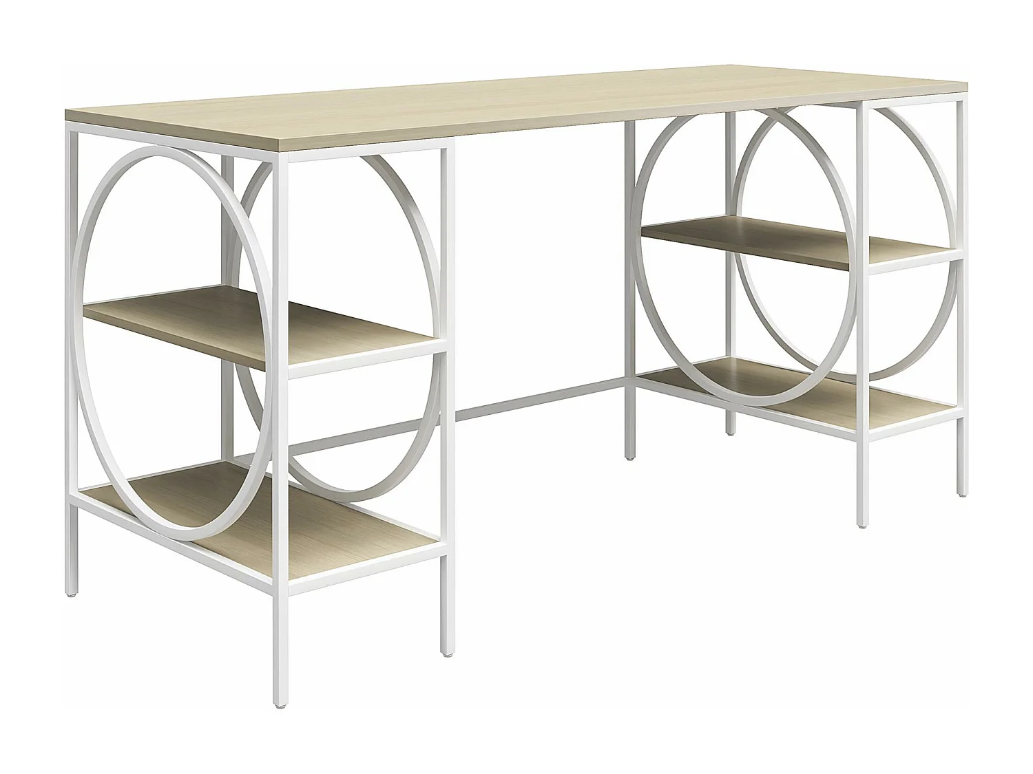 Escritorio de pedestal en tablero de partículas laminado roble claro