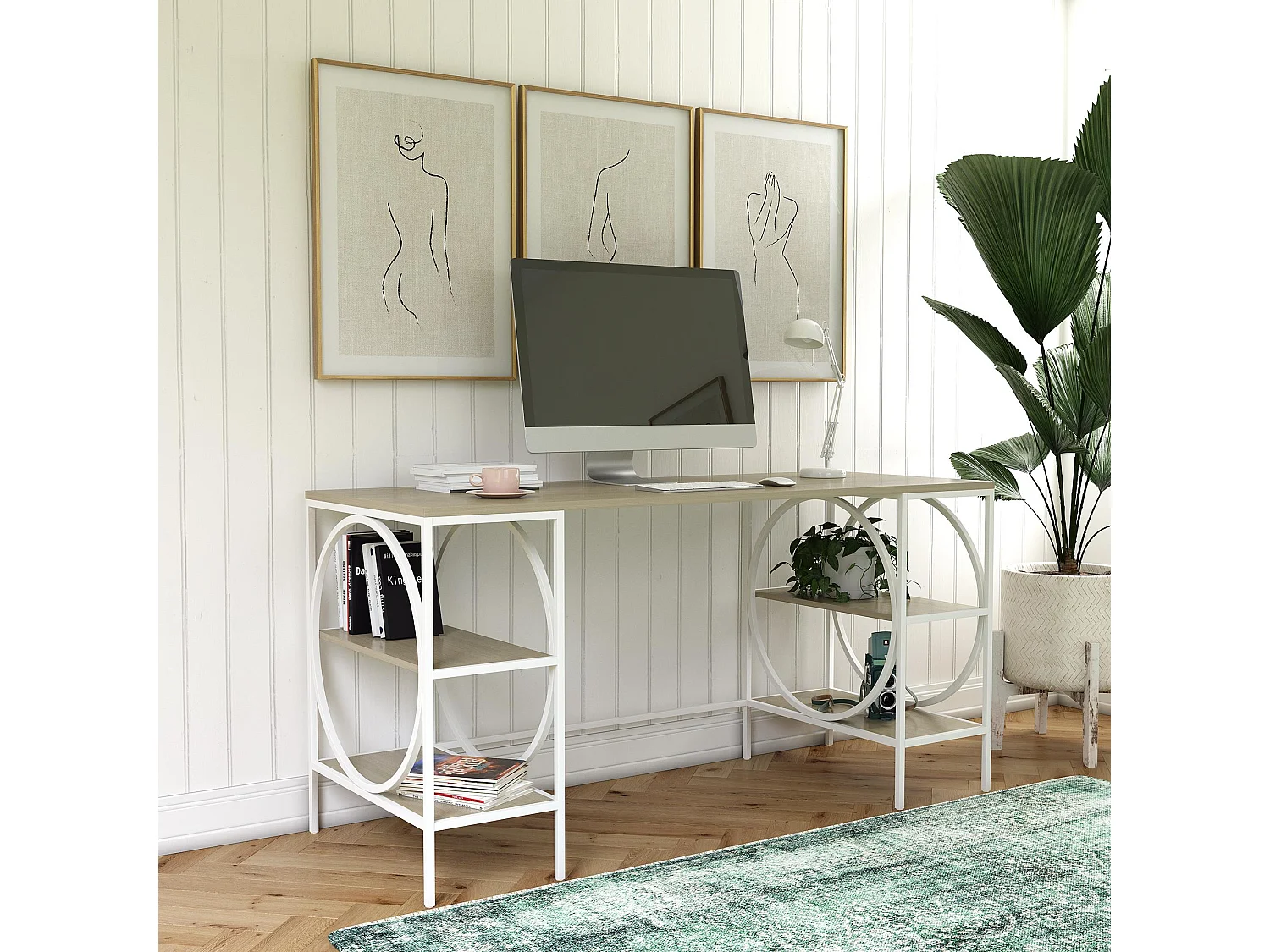 Cambridge | Bureau caisson en panneaux de particules stratifiés chêne clair