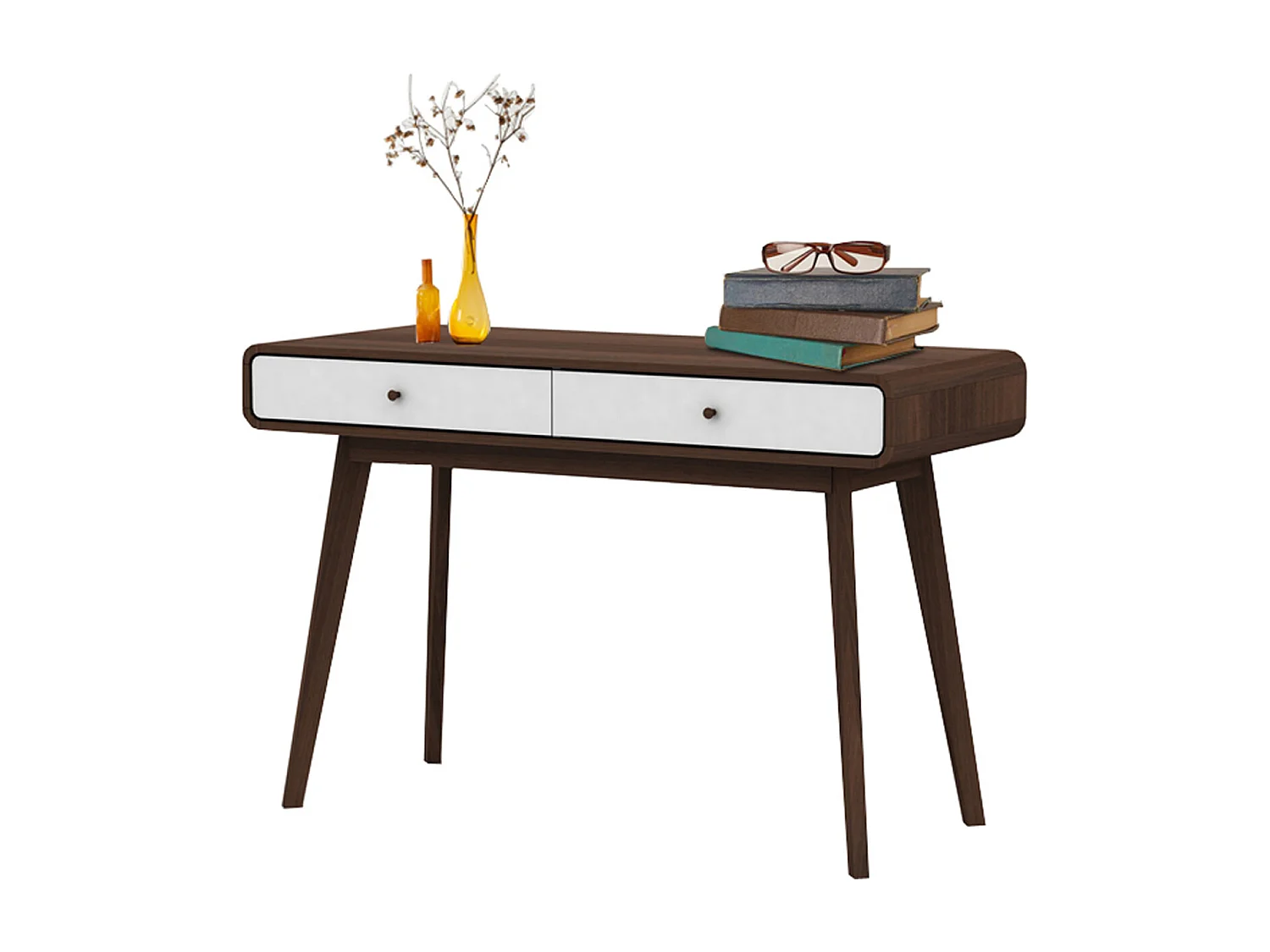 Cassie | Secretária com 2 Portas em Partical Board Nogueira e Branco