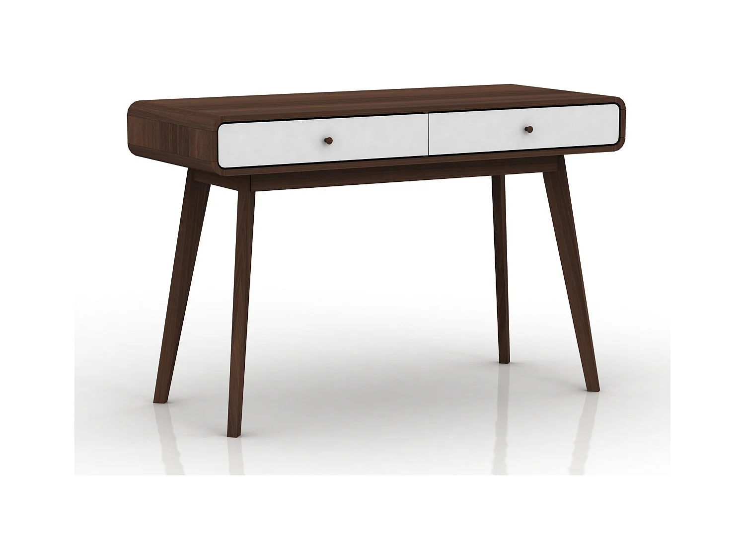 Cassie | Bureau avec 2 tiroirs en effet noyer et blanc
