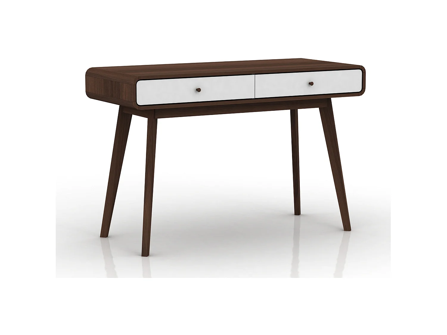 Cassie | Bureau avec 2 tiroirs en effet noyer et blanc