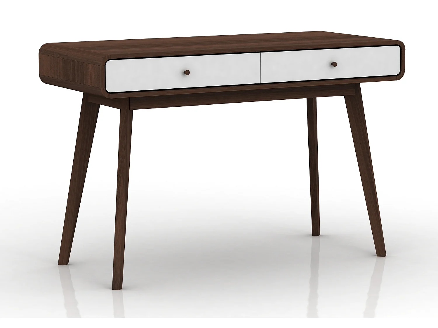 Cassie | Bureau avec 2 tiroirs en effet noyer et blanc