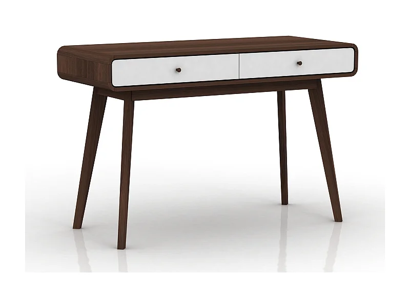 Cassie | Bureau avec 2 tiroirs en effet noyer et blanc