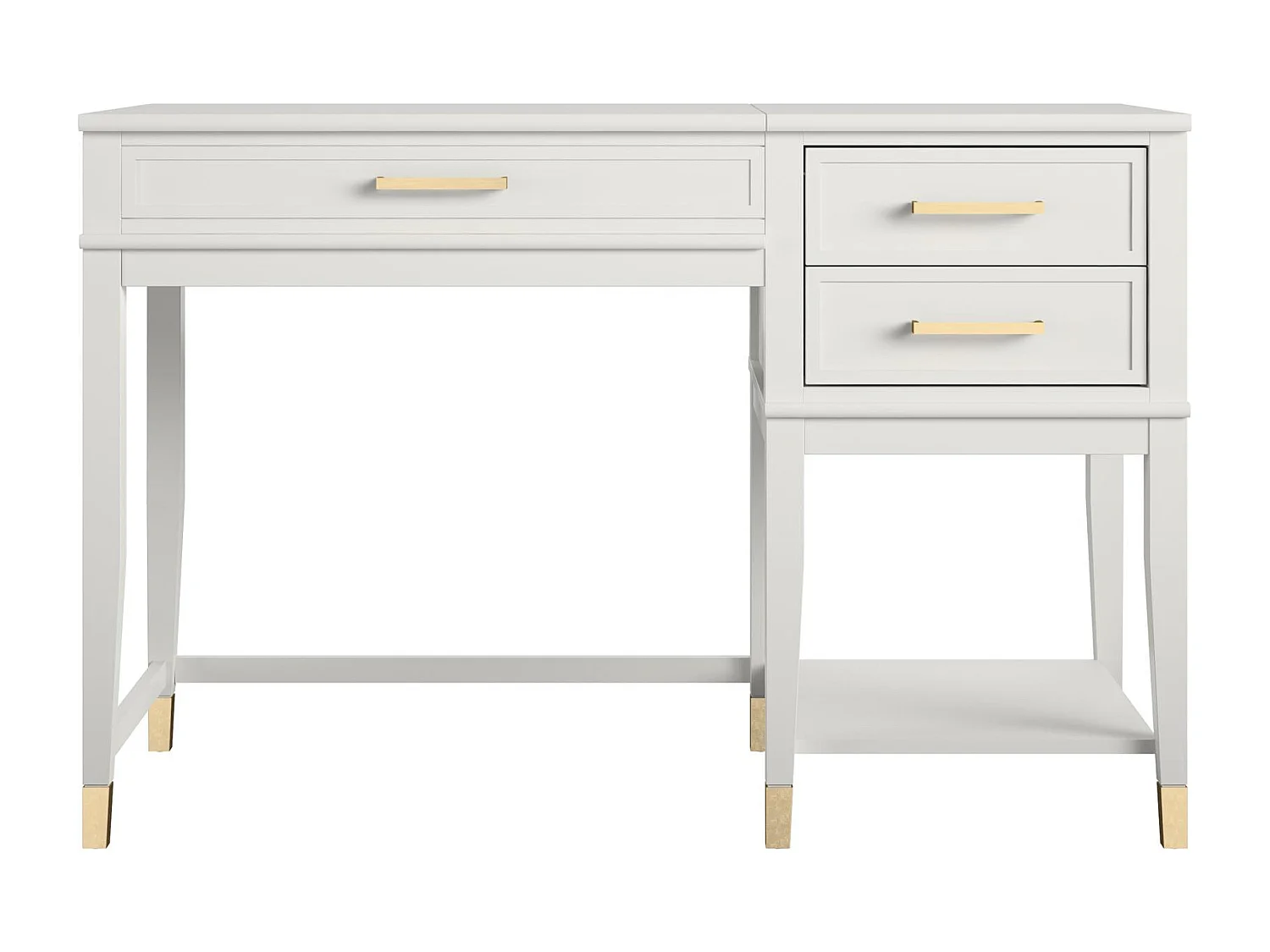 Secretária de pé com 2 gavetas em MDF branco