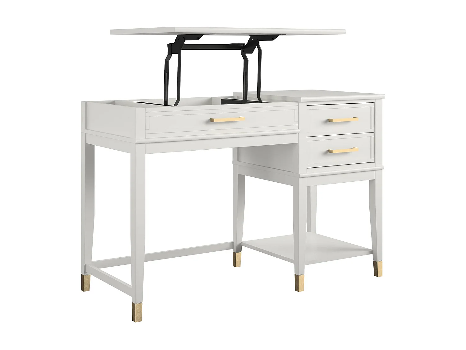 Secretária de pé com 2 gavetas em MDF branco