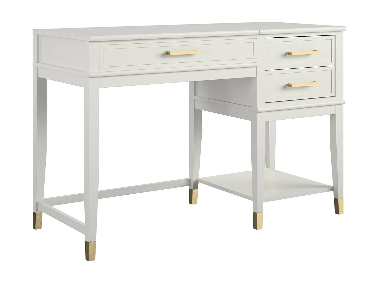 Secretária de pé com 2 gavetas em MDF branco