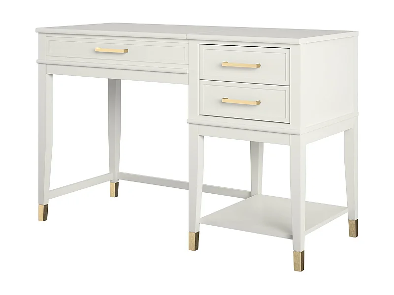 Secretária de pé com 2 gavetas em MDF branco