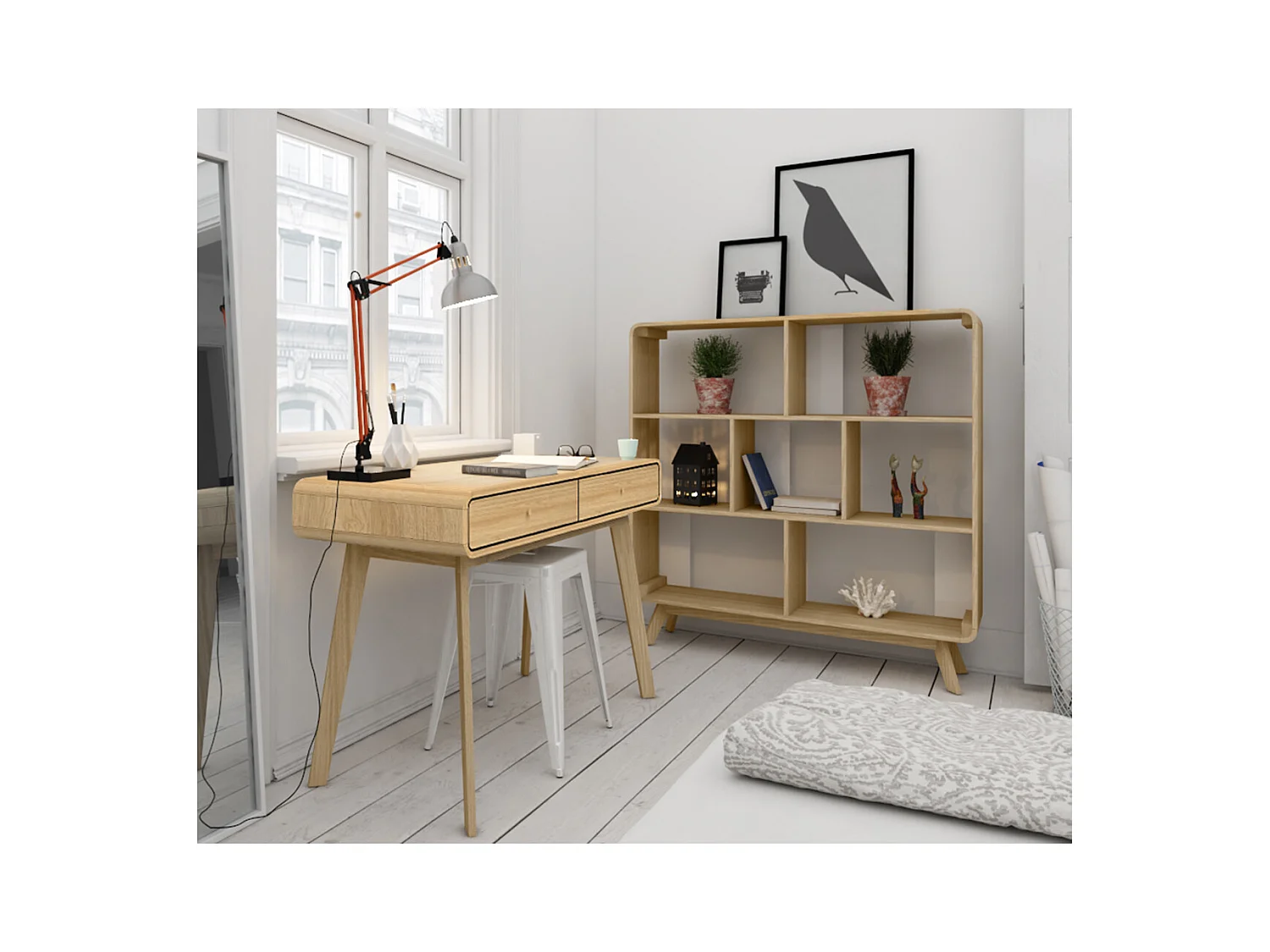 Cassie | Bureau avec 2 portes en effet chêne