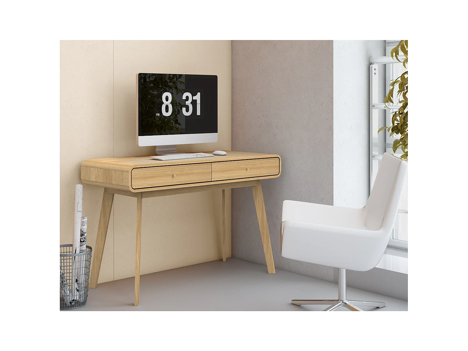 Cassie | Bureau avec 2 portes en effet chêne