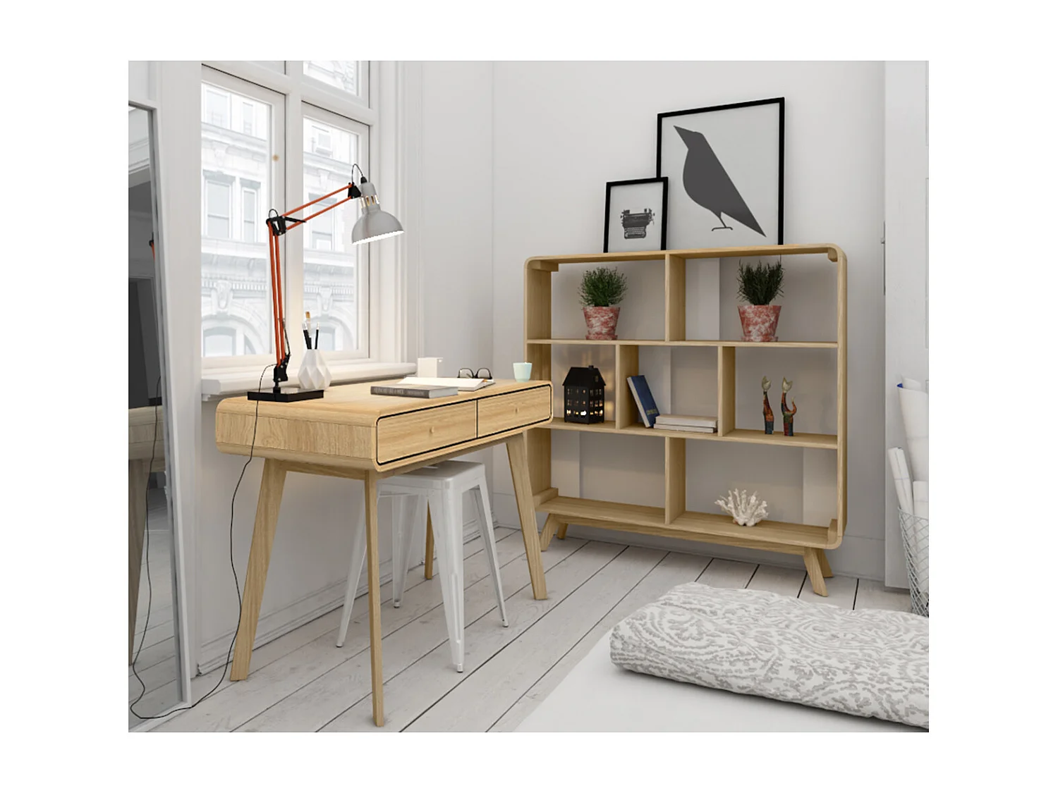 Cassie | Bureau avec 2 portes en effet chêne