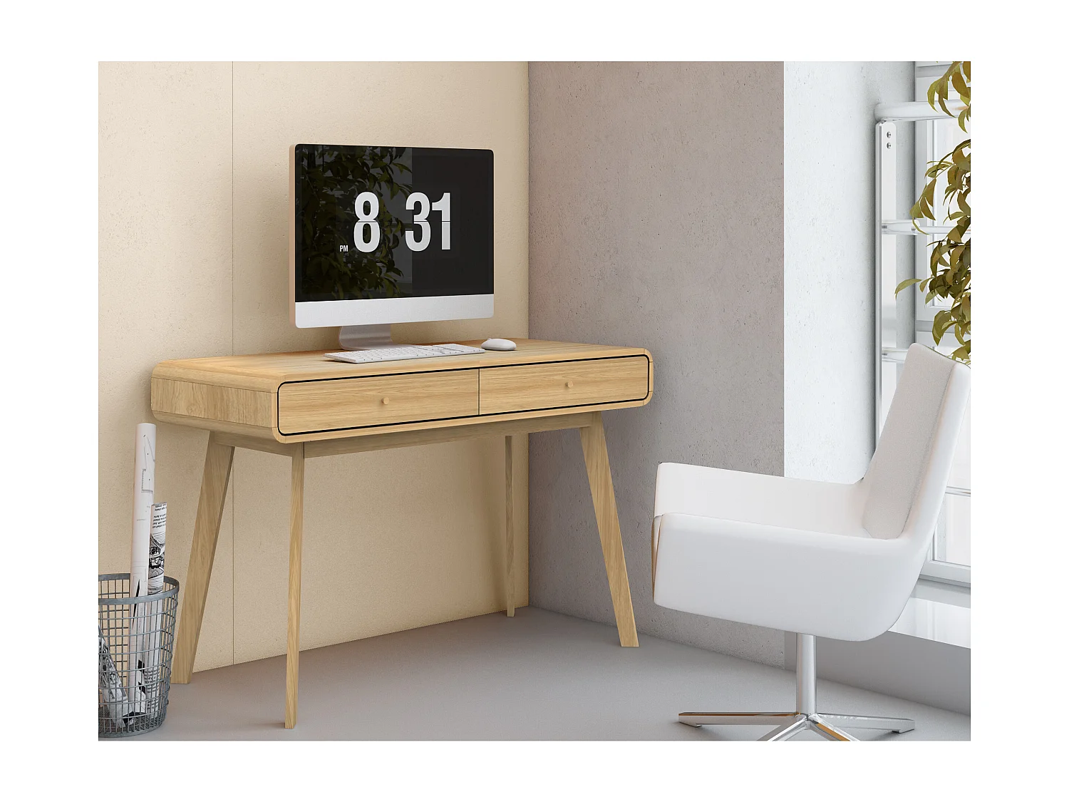 Cassie | Bureau avec 2 portes en effet chêne