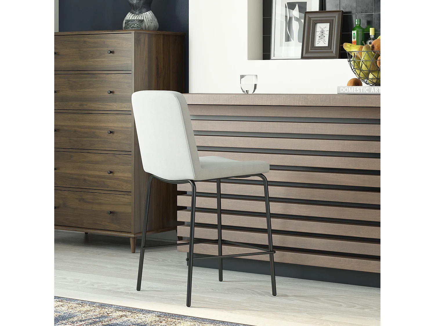 Corey | Thekenhocker aus Stoff in Grau