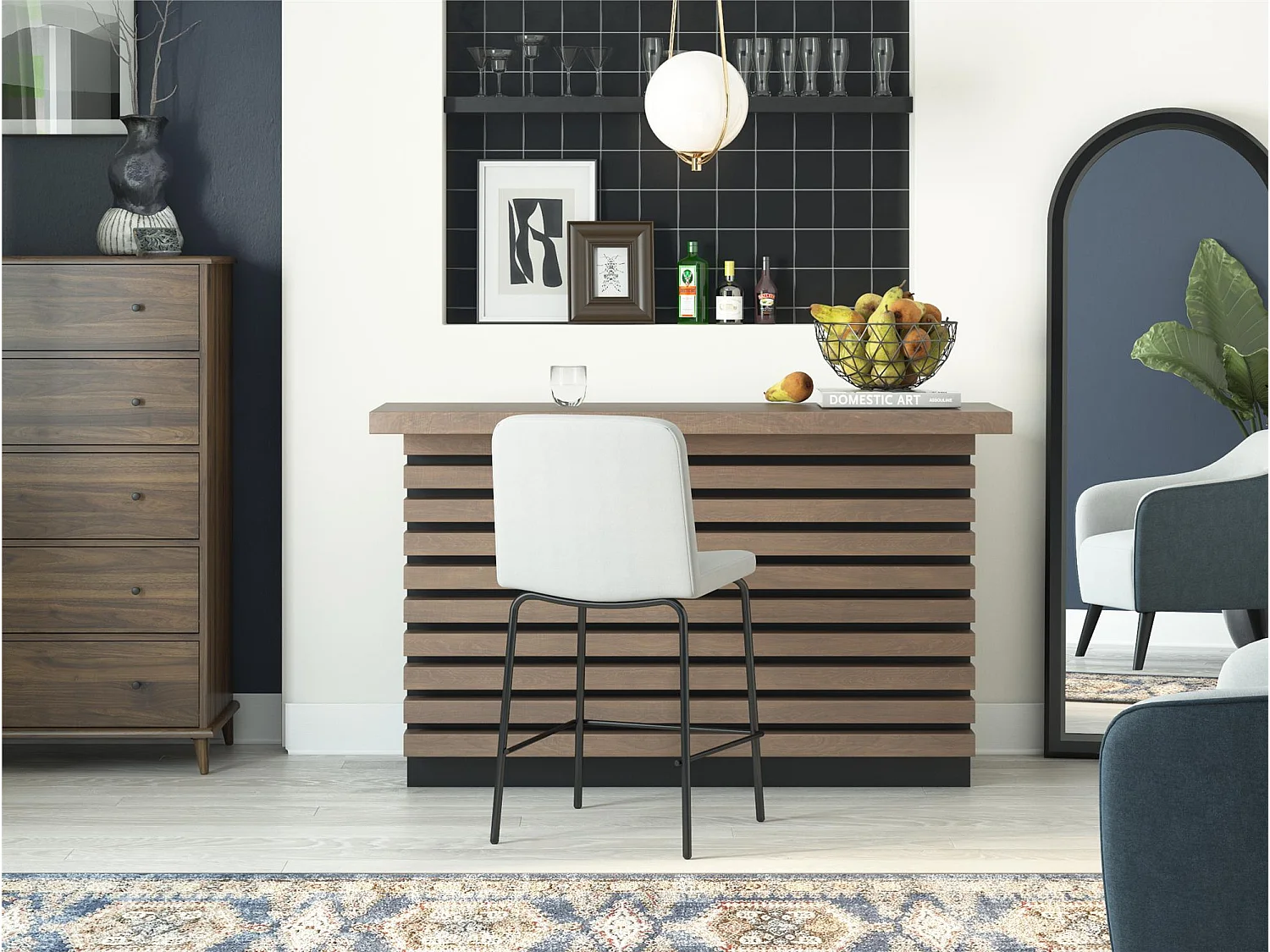 Corey | Thekenhocker aus Stoff in Grau