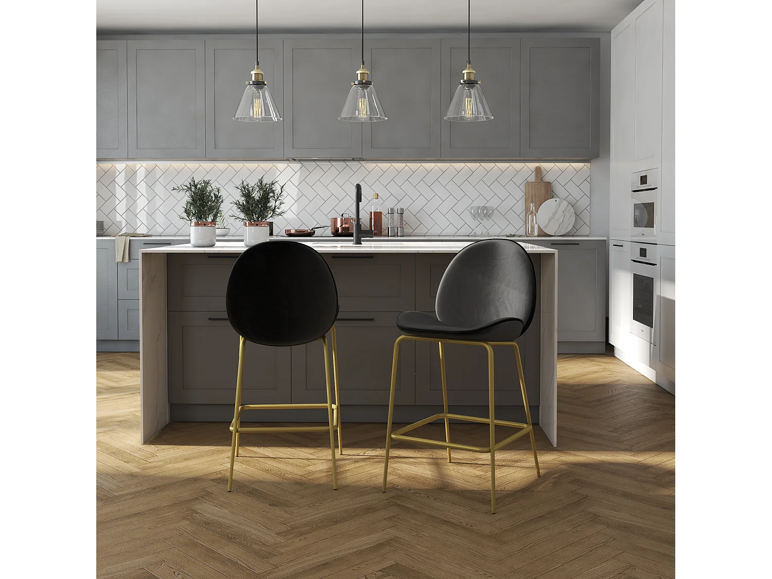 Gestoffeerde Baliekruk in Fluweel Zwart