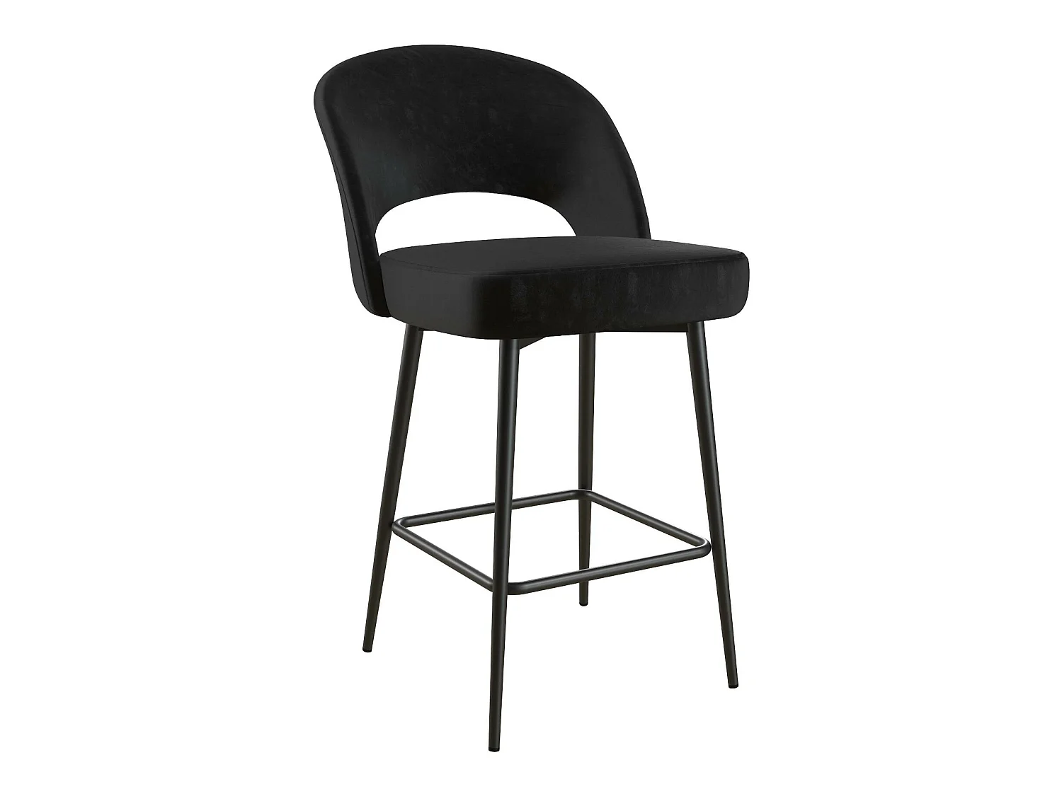 Alexi | Tabouret de comptoir en velours noir