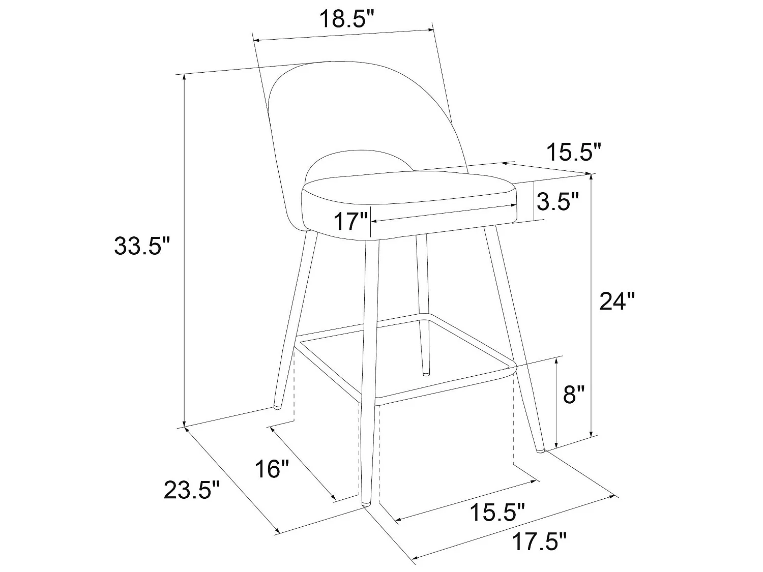 Sgabello alto in velluto nero