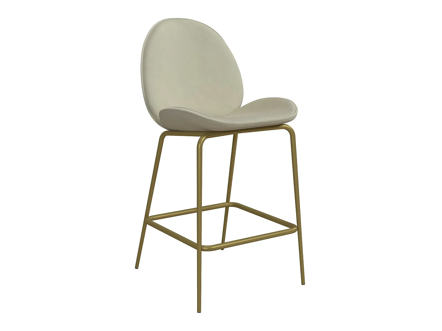 Astor | Tabouret de comptoir rembourré en velours ivoire