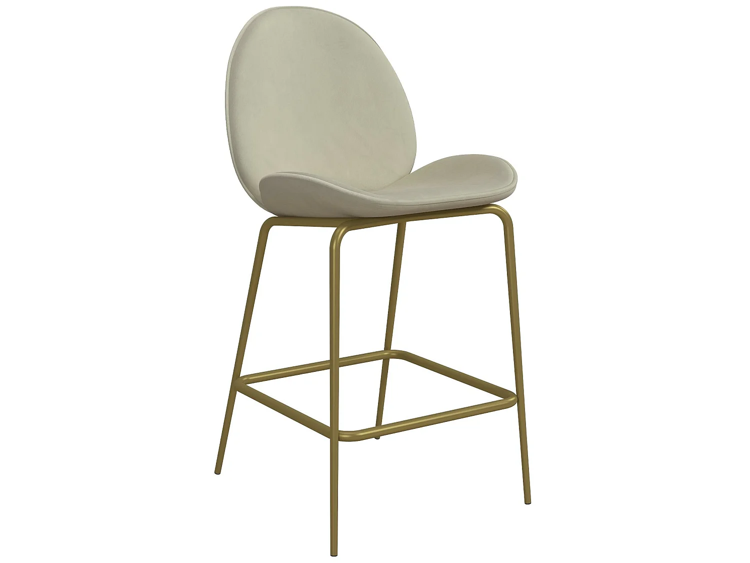 Astor | Tabouret de comptoir rembourré en velours ivoire