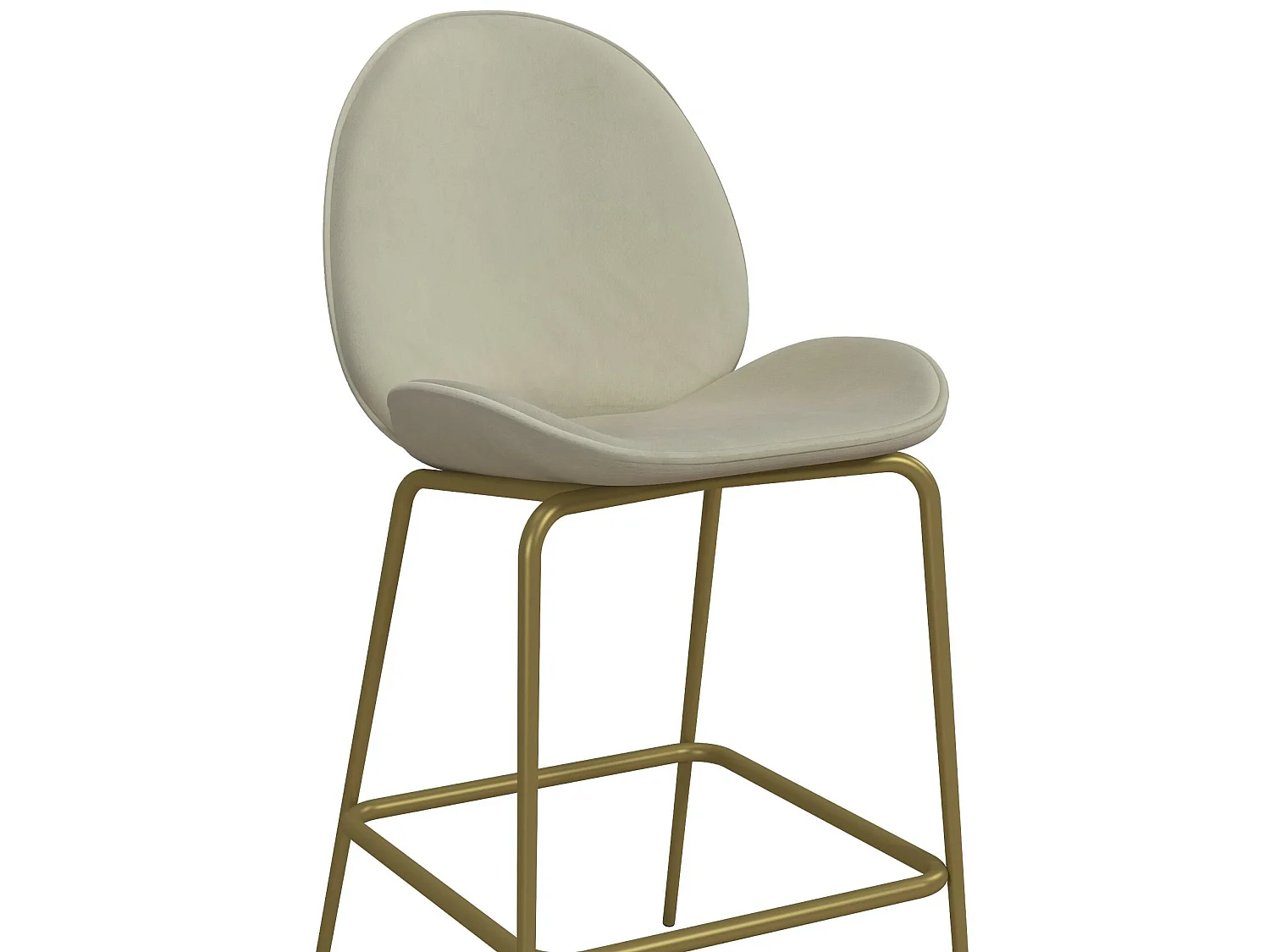 Astor | Tabouret de comptoir rembourré en velours ivoire