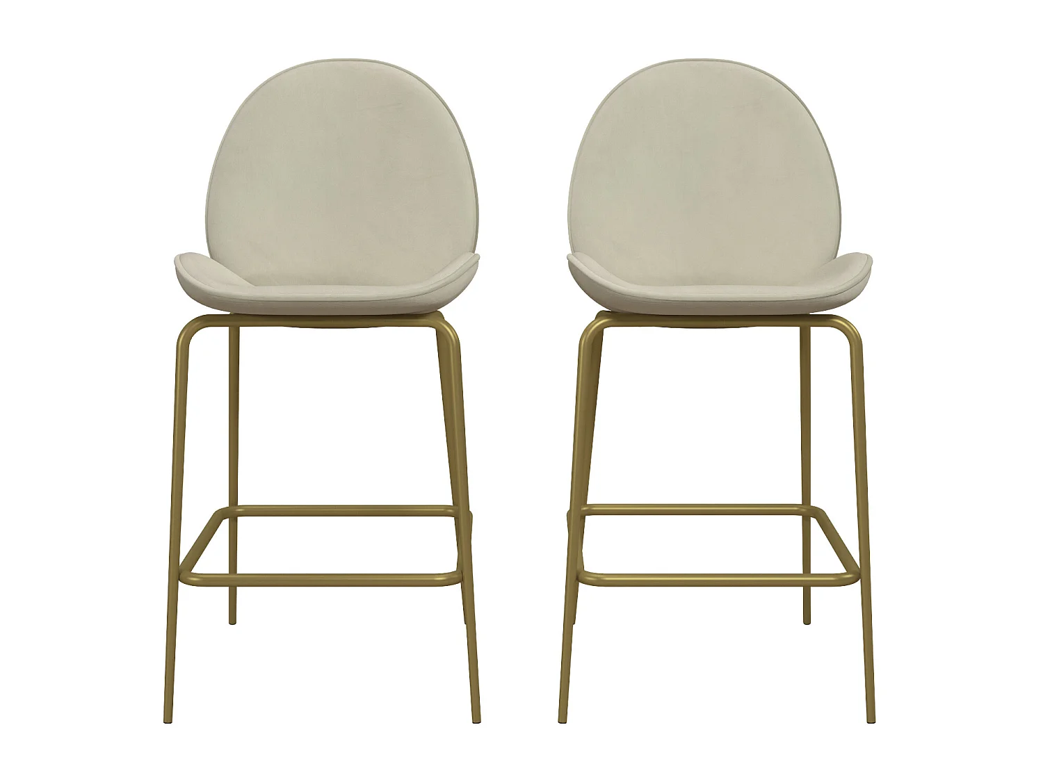 Astor | Tabouret de comptoir rembourré en velours ivoire