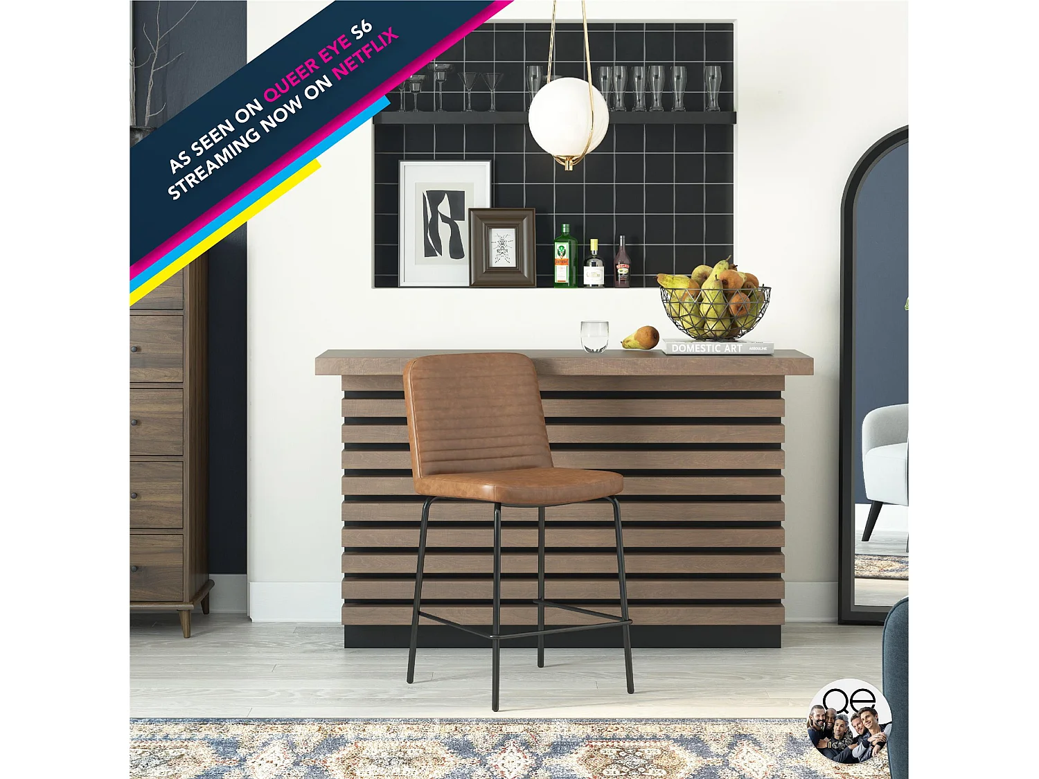 Corey | Tabouret de comptoir en simili cuir camel