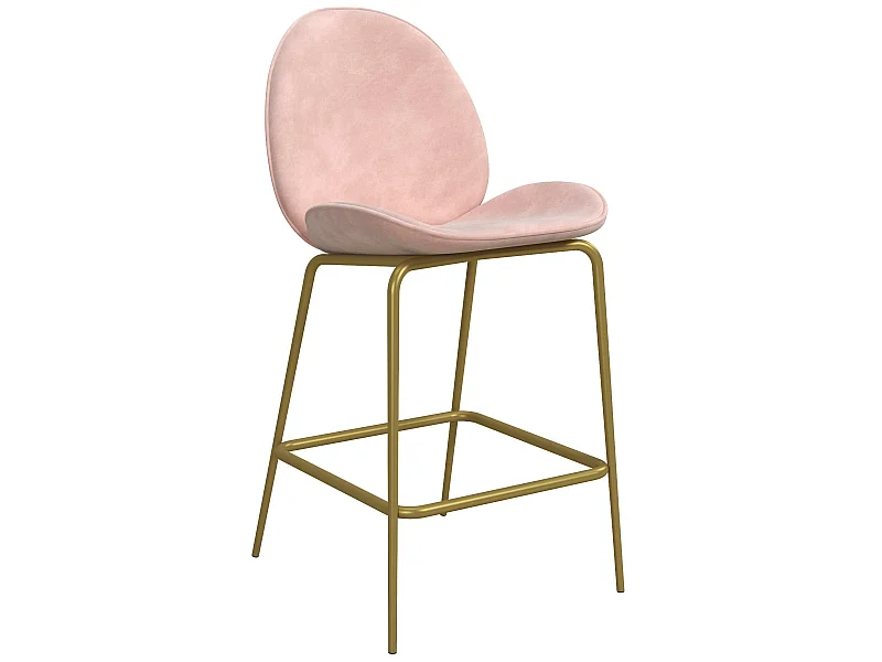 Taburete alto tapizado en terciopelo rosa