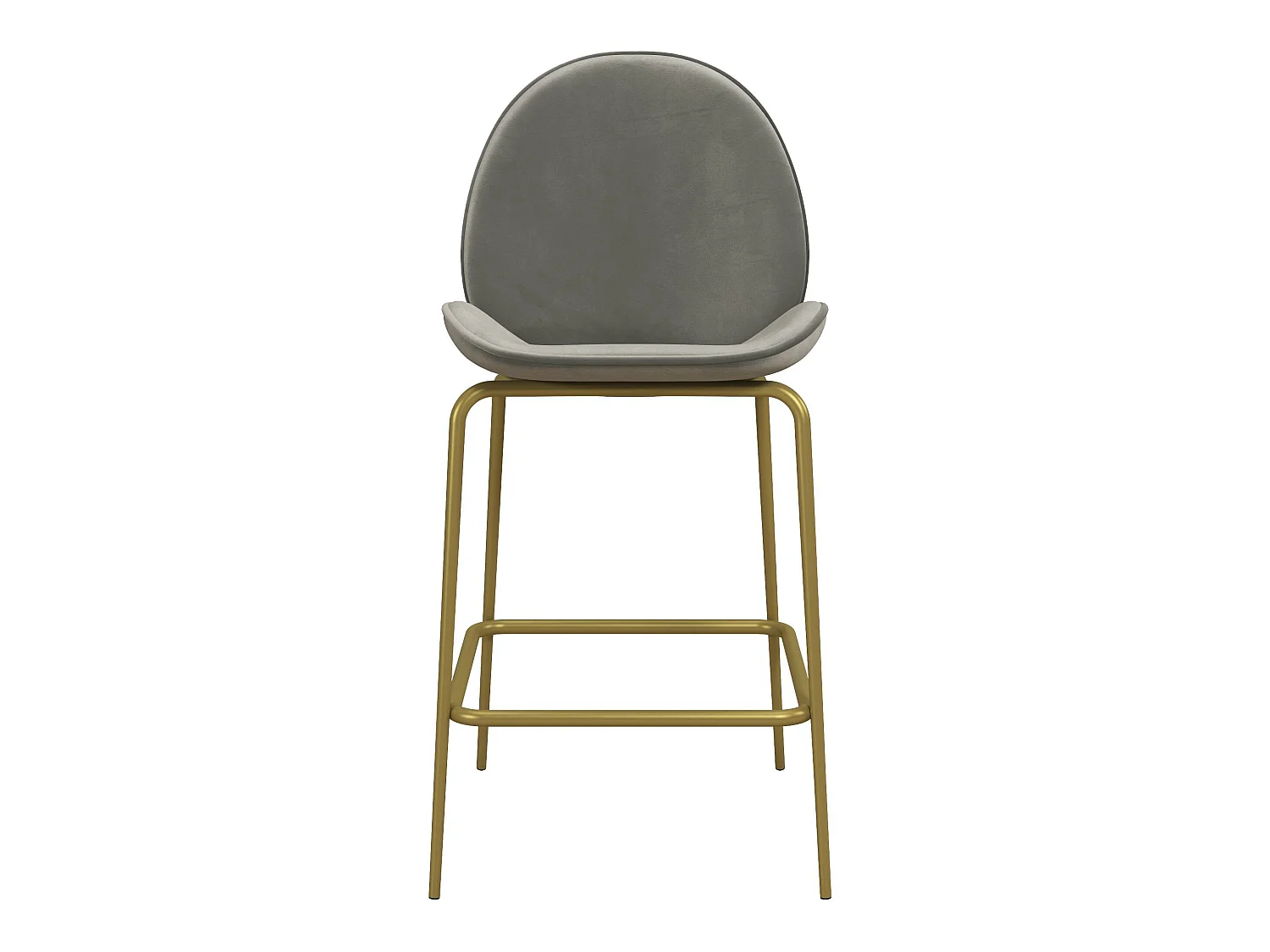 Taburete alto tapizado en terciopelo gris claro