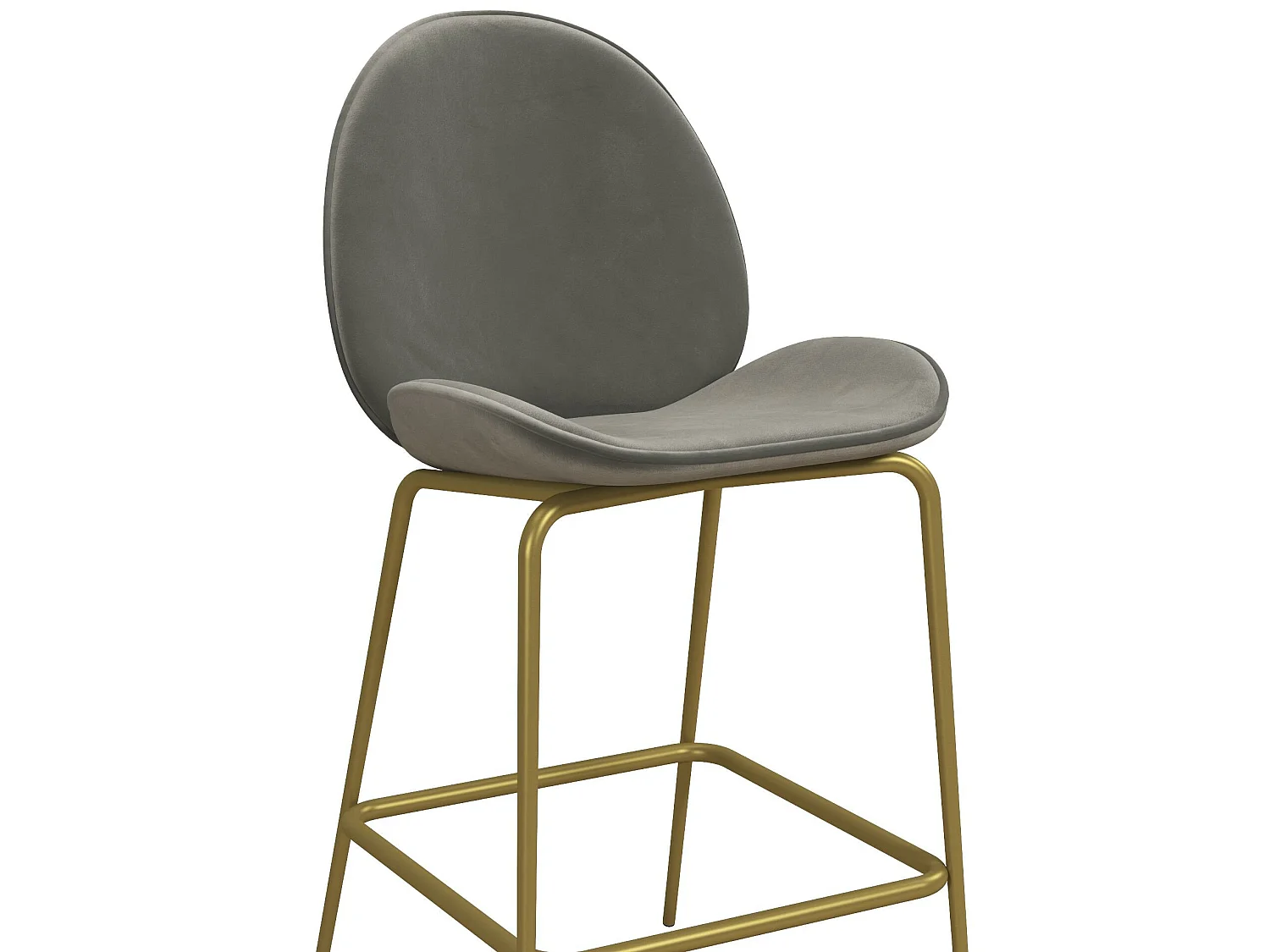 Taburete alto tapizado en terciopelo gris claro