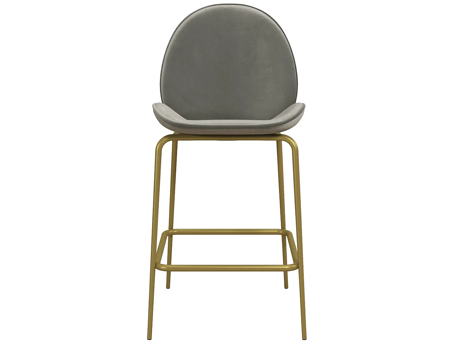 Taburete alto tapizado en terciopelo gris claro