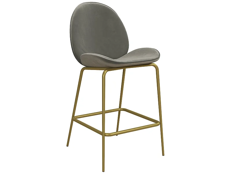 Astor | Tabouret de comptoir rembourré en velours gris clair