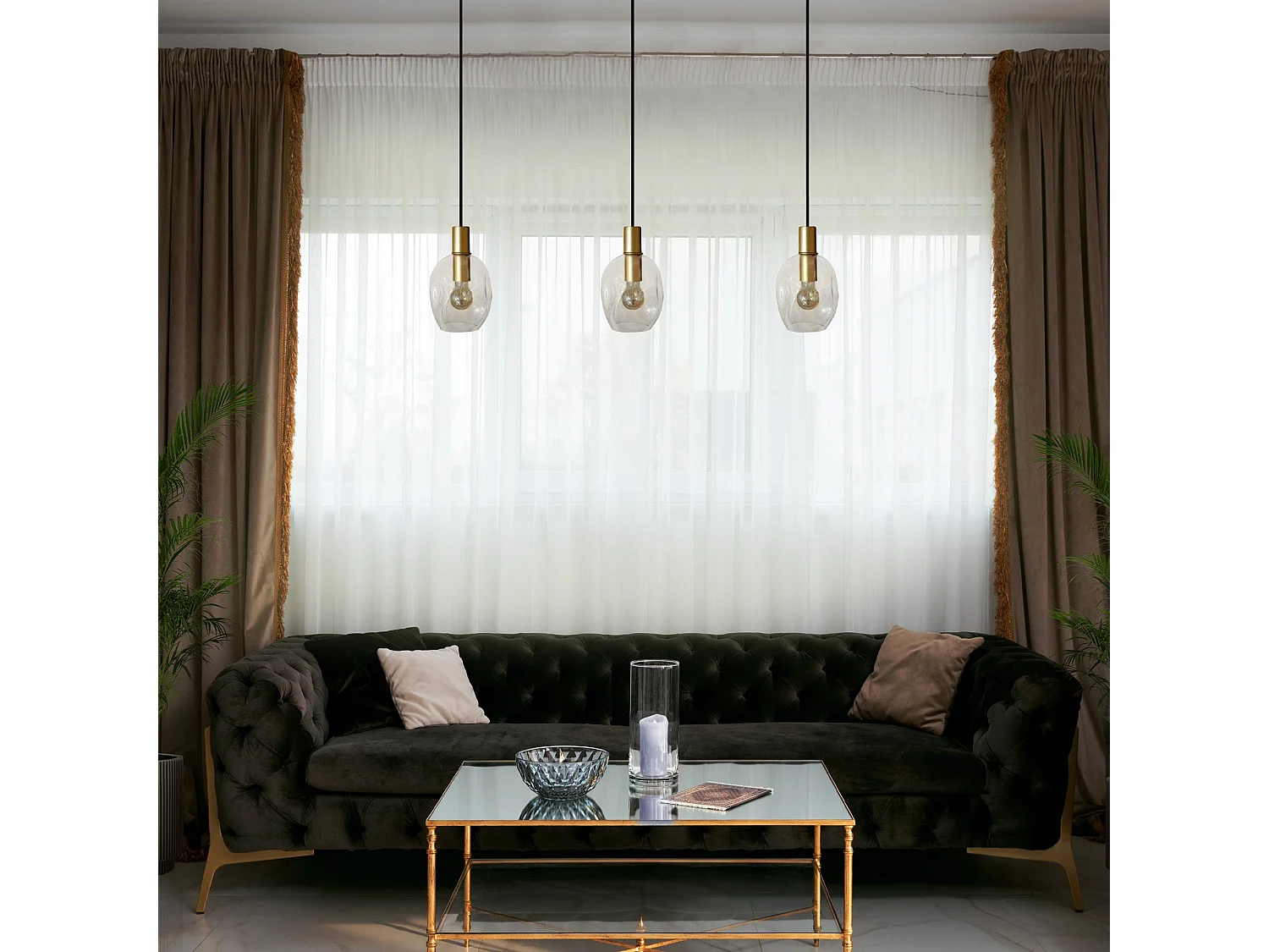 Suspensão TOSEL  VINGOLF vidro bar azul D60 x  H100  cm