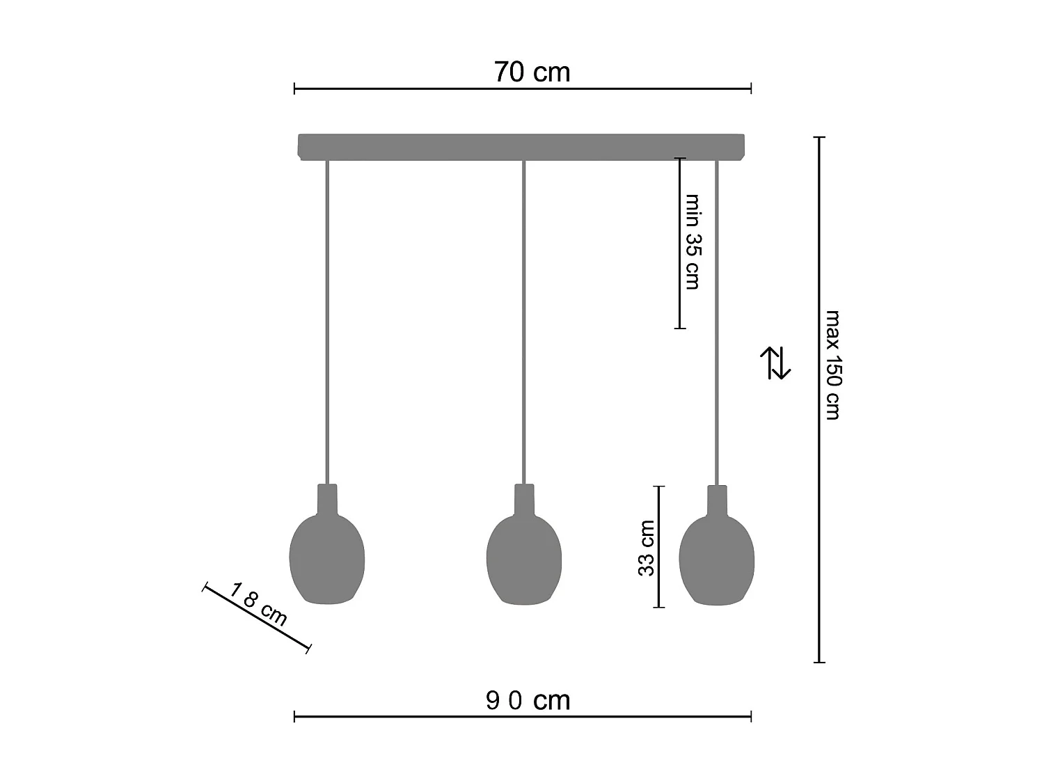 Suspensão TOSEL  VINGOLF vidro bar azul D60 x  H100  cm