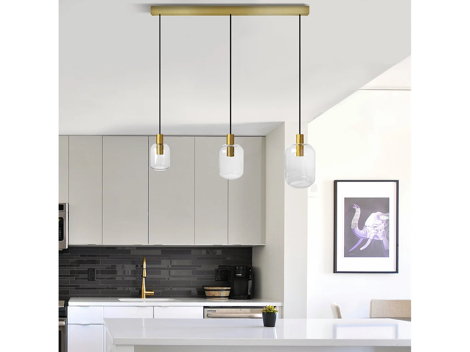 Lámpara de Araña  TOSEL ,metal y cristal,Dorado, A 100x D20xP60cm