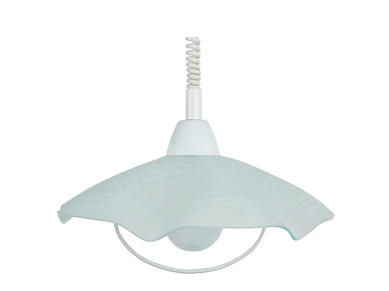 POPEA - Suspension dôme verre satiné et blanc