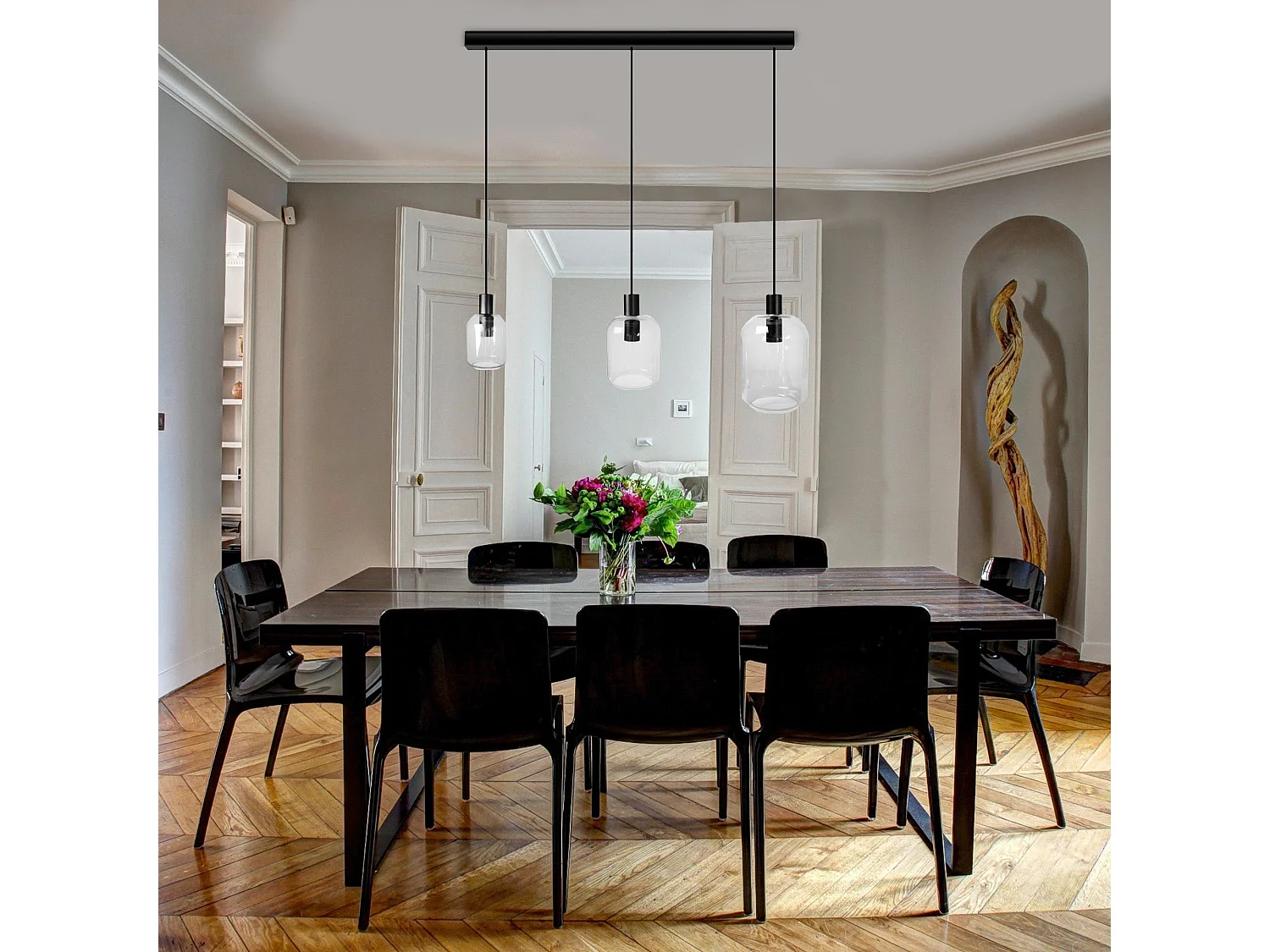 Lustre TOSEL ,métal,Noir ,H 100x D20xP60cm