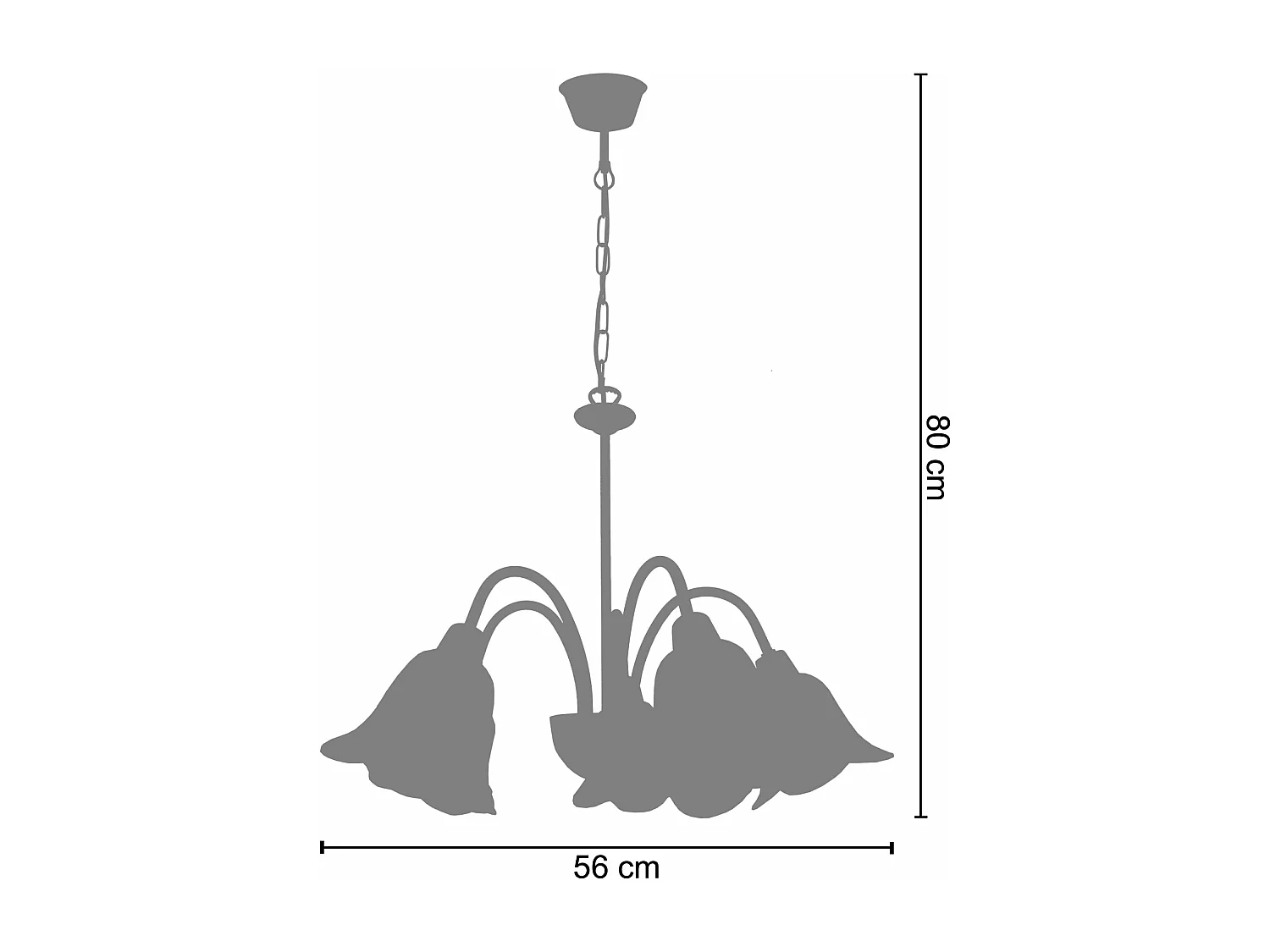 Lustre TOSEL LUSTRALIA  vidro braço cetim D56 x  H80  cm