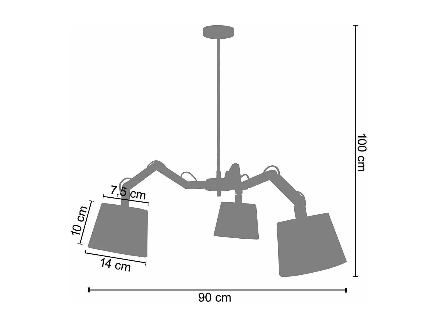 Lustre bras bois  foncé,tambour beige 155 cm.