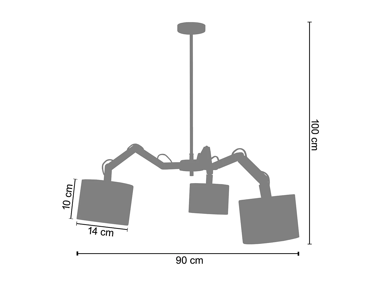 Lustre TOSEL FREKI tecido braço cilindro D35 x  H155  cm
