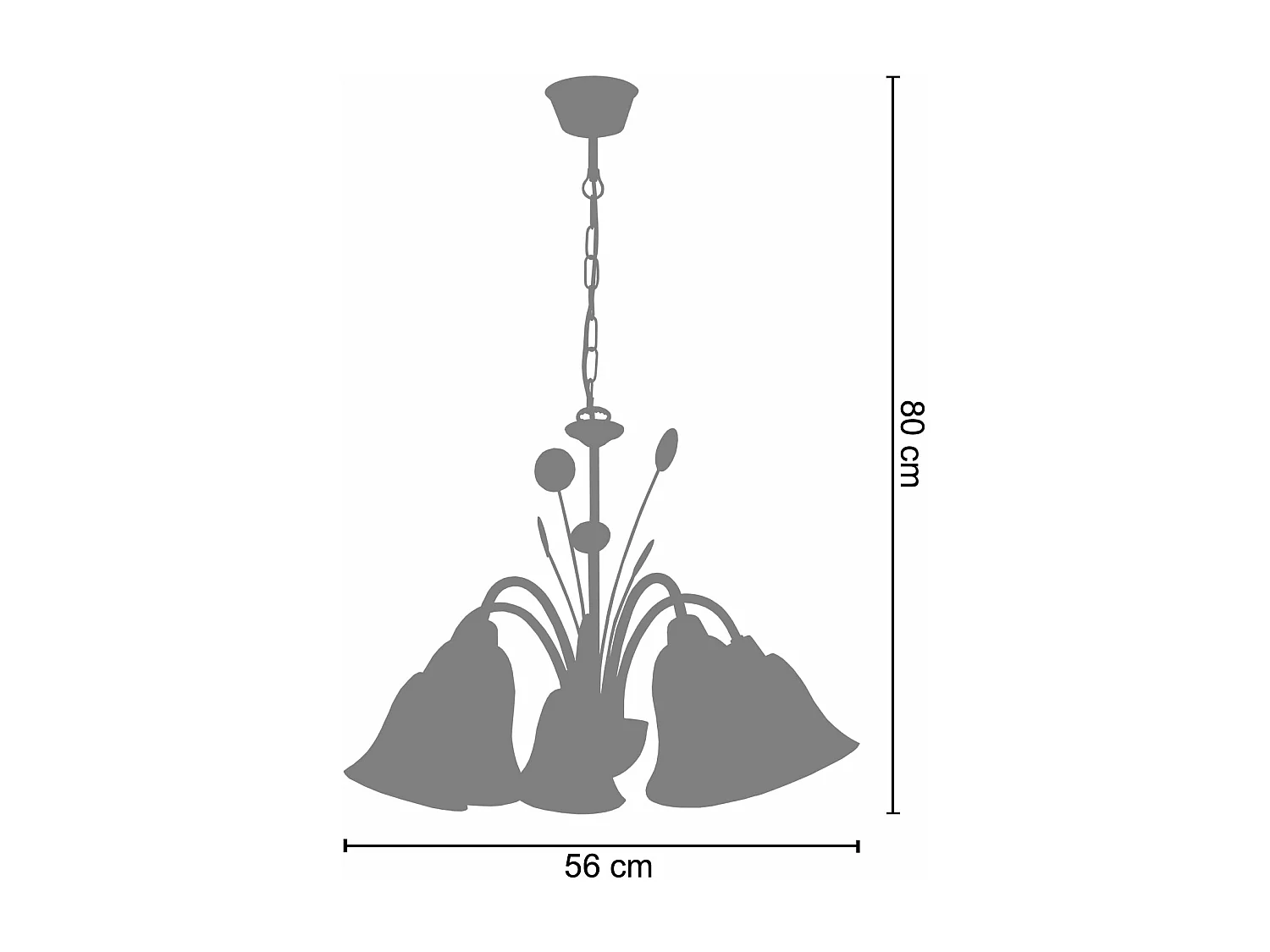 Lustre TOSEL LUSTRALIA  vidro braço cetim D56 x  H80  cm