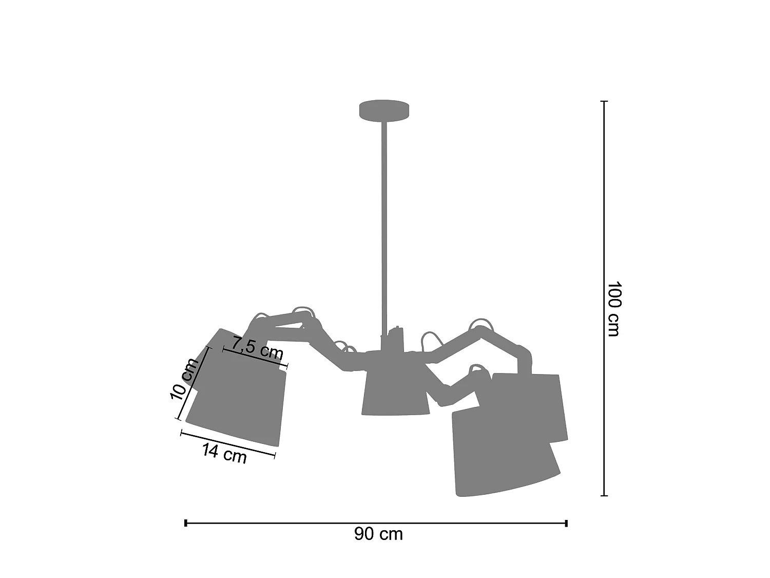 Lustre TOSEL FREKI tecido braço cônico D90 x  H70  cm