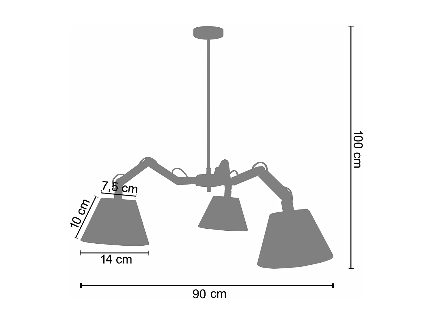 Lustre TOSEL FREKI tecido braço tambor D35 x  H155  cm