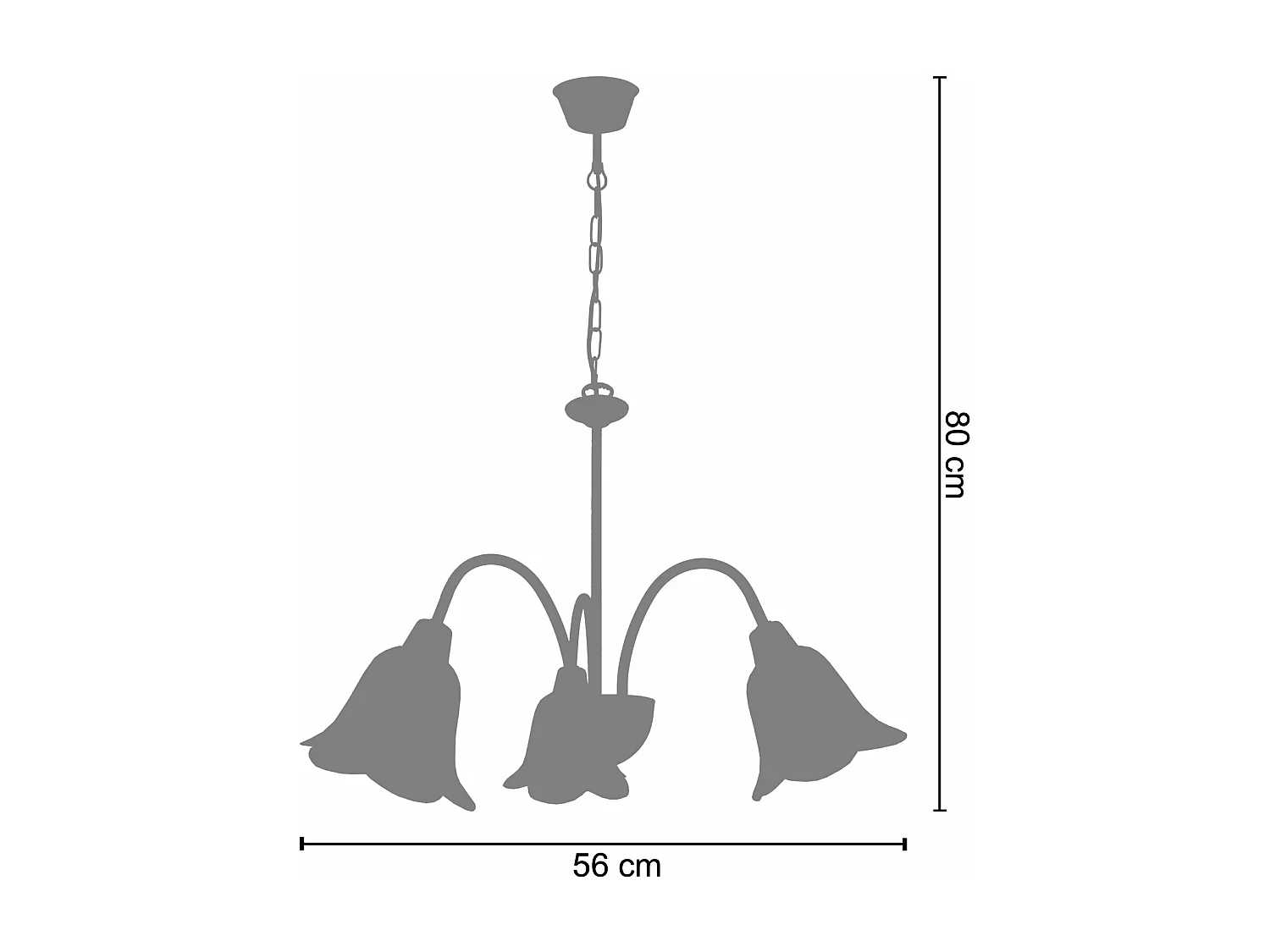 Lustre TOSEL LUSTRALIA  vidro braço castanho D56 x  H80  cm