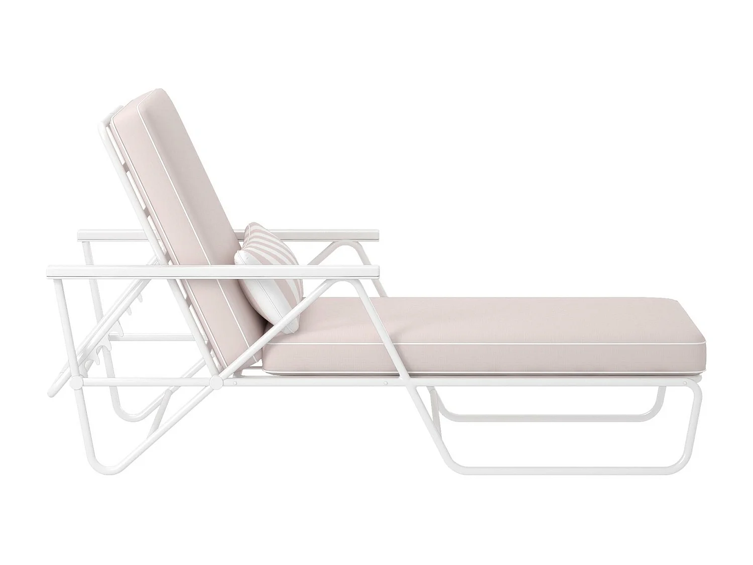 Tumbona de exterior en olefina agua de rosas y estructura en acero