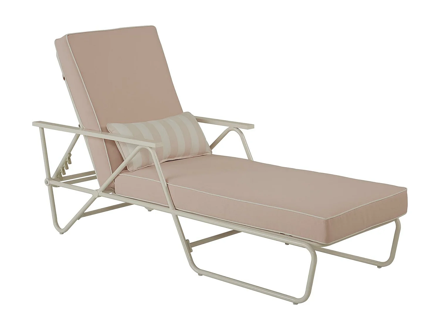 Tumbona de exterior en olefina agua de rosas y estructura en acero