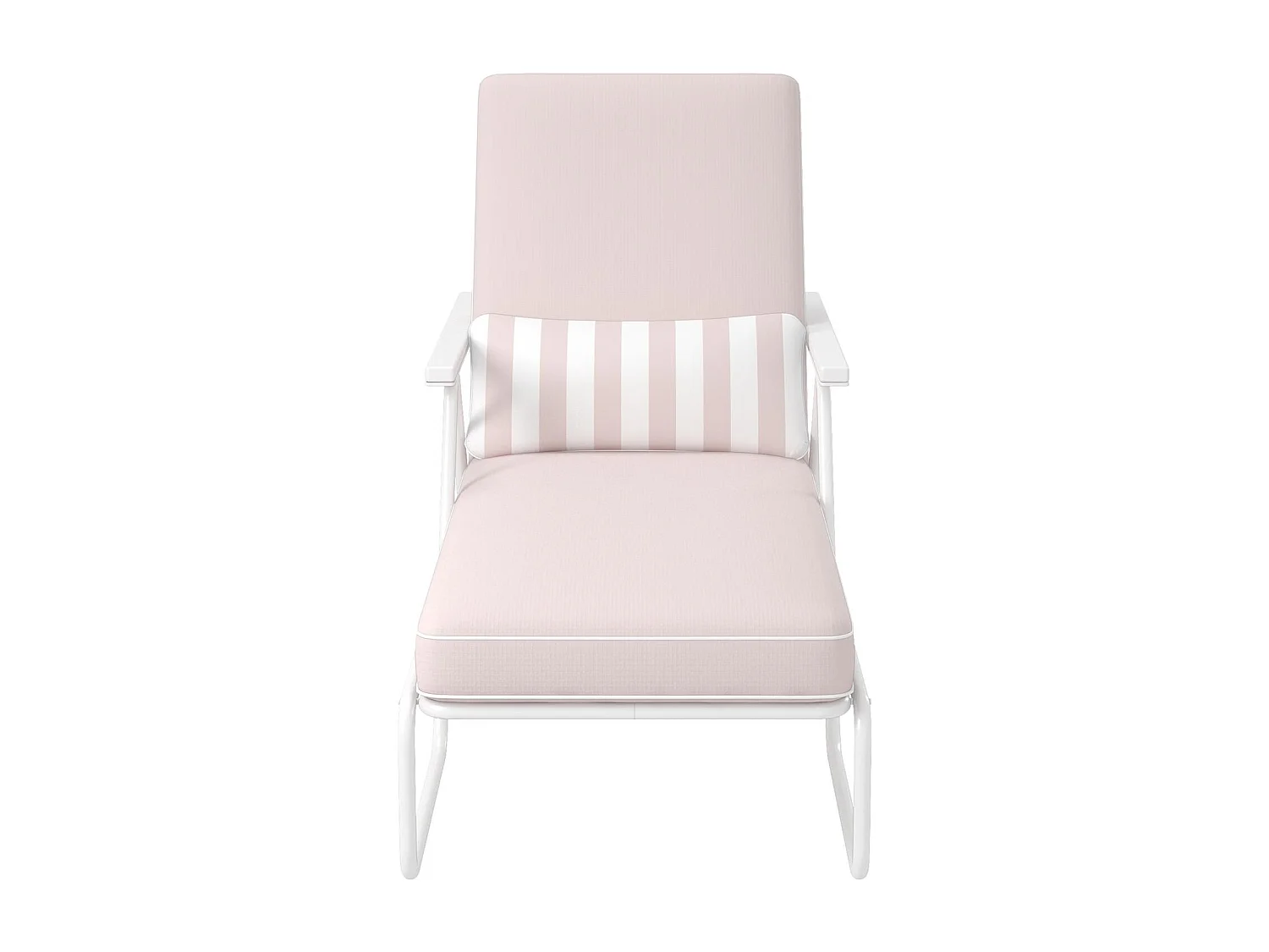 Outdoor-Chaiselongue in blassrosa mit Gestell aus Stahl, weiß